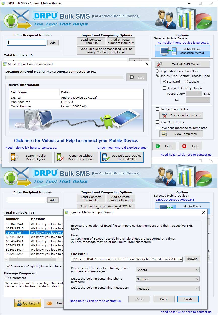 Screenshot of Android PC to SMS 6.0.1.4