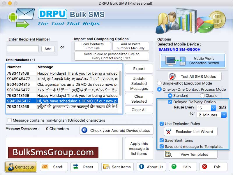 Screenshot of Mac Bulk SMS for Android