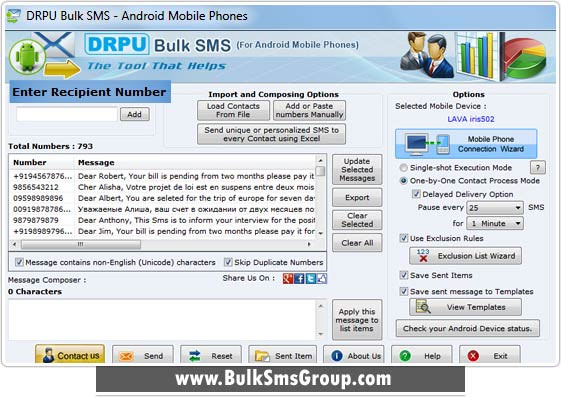 Android SMS Messaging Software screenshot