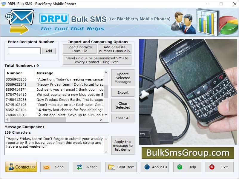 Windows 7 Blackberry Bulk Messaging Software 8.2.1.0 full