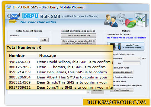 Windows 7 Bulk SMS for Blackberry 8.2.1.0 full