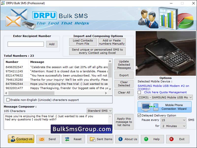 Windows 7 Bulk SMS Software for GSM Phone 9.0.1.2 full