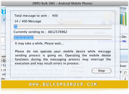 Screenshot of Android Bulk SMS Mac 8.2.1.0