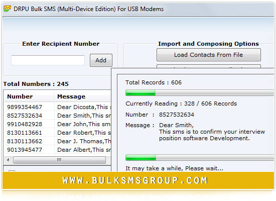 Screenshot of USB GSM Modem Bulk SMS