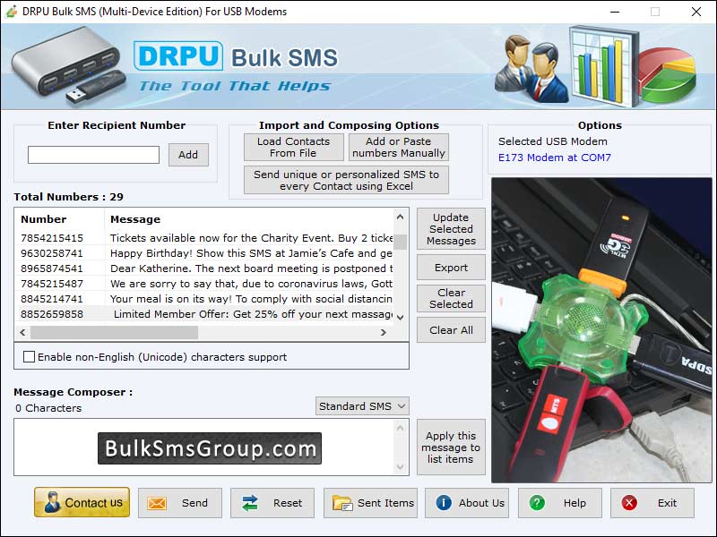 Screenshot of USB GSM Modem Bulk SMS 8.2.1.0