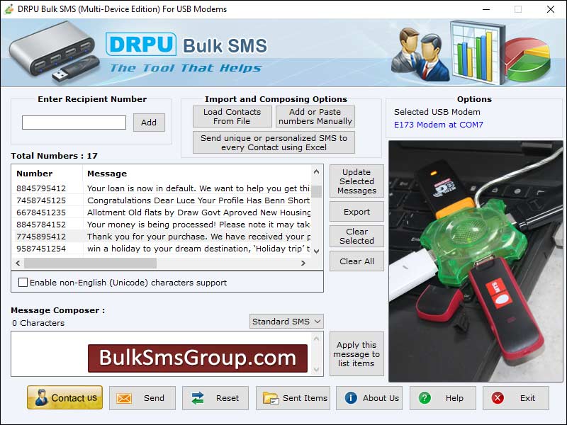 Screenshot of Bulk SMS USB Modem 8.2.1.0