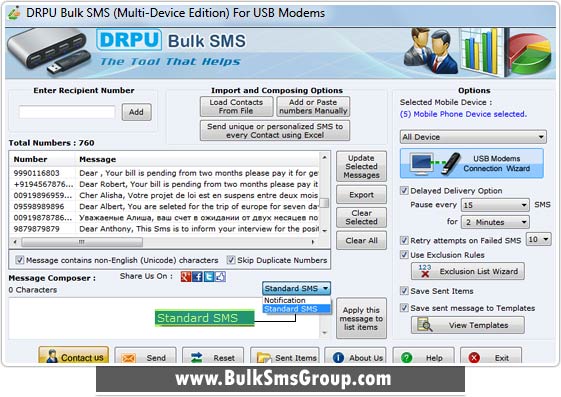 Bulk SMS Software - Multi USB Modem