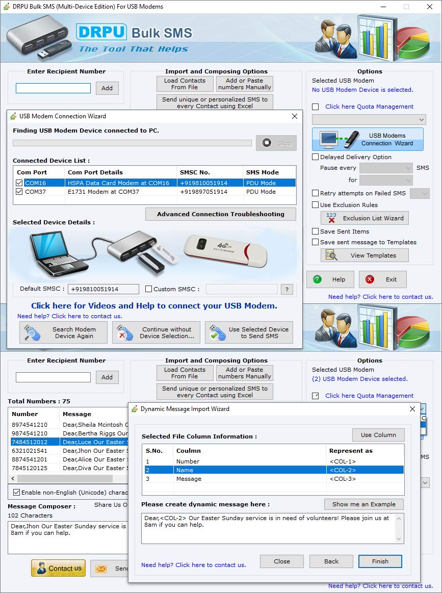 SMS GSM Modem screenshot