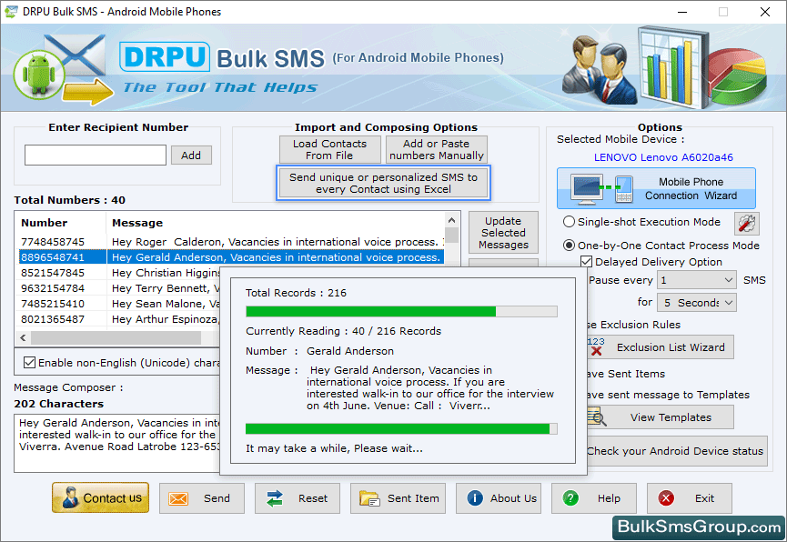 SMS Sending Process