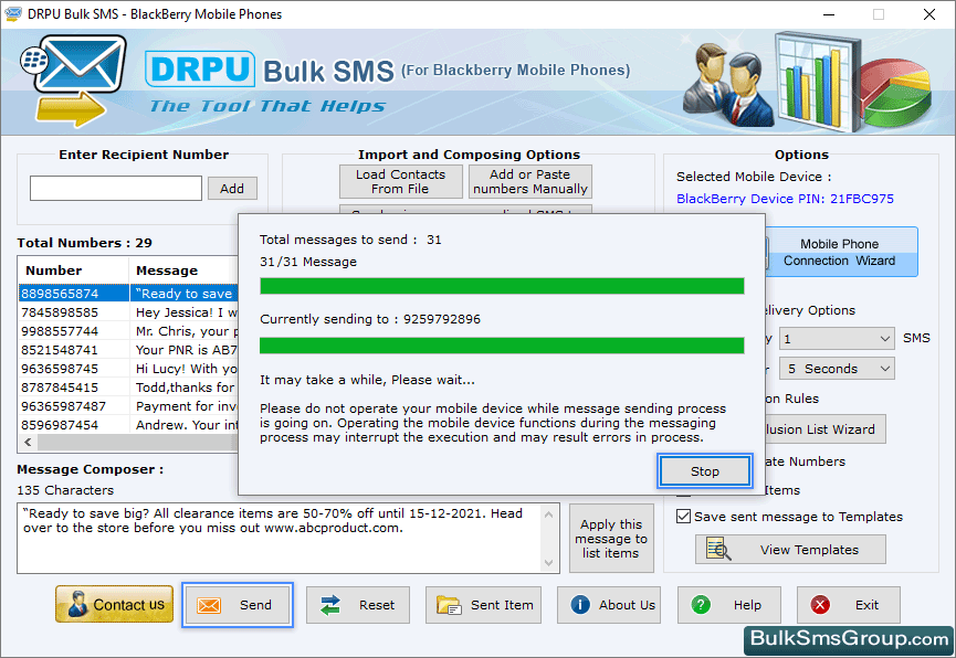 SMS Sending Process