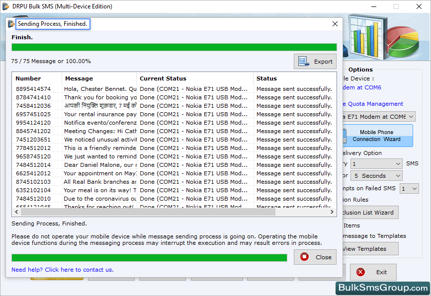 SMS Sending Process