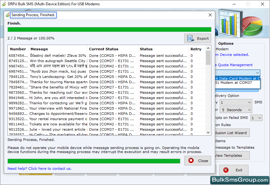 SMS Sending Process