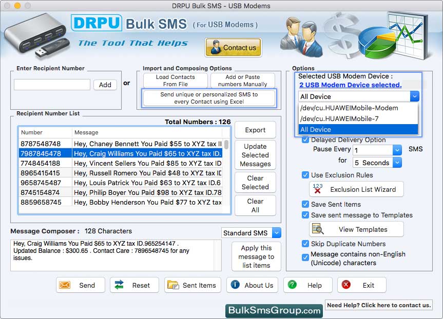 MAC Bulk SMS Software for USB Modems