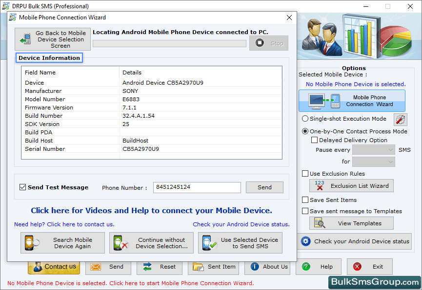 Use Selected Device to Send SMS