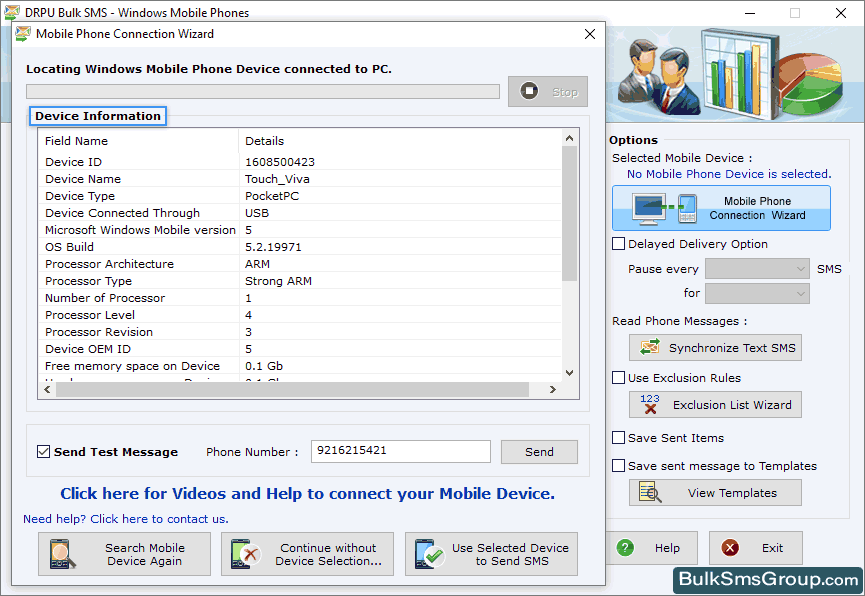 Use Selected Device to Send SMS