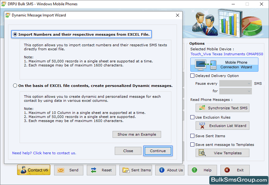 Import Numbers and Messages from Excel File