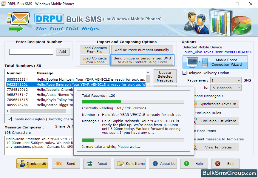 Bulk SMS Software for Windows based Mobile Phones